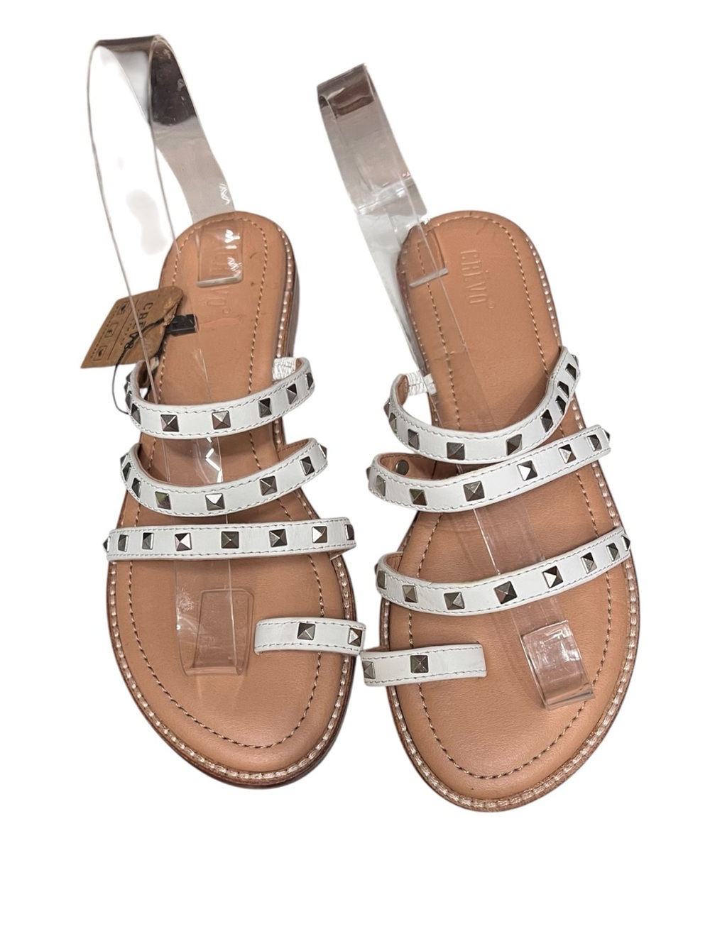 🌻NEW Crevo Polly Leather Studded Sandals Casual Slip On Shoes Size 8 READ FLAW
